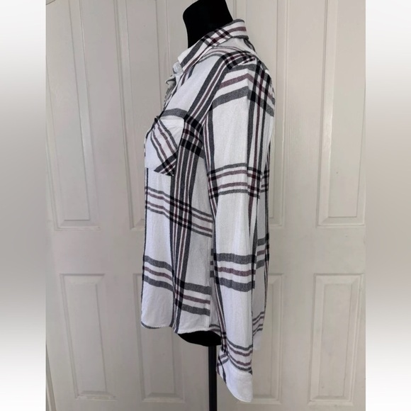 Rails Shirt S M Hunter White Navy Plaid Button Flannel Top 90s Grunge California - Picture 2 of 10